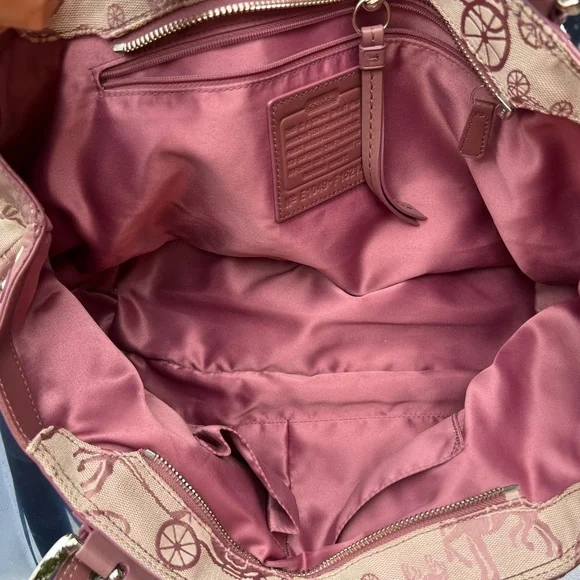 Coach Signature All Over Carriage Leather Satchel -Light Purple Y2K - Picture 4 of 13